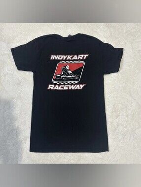 M&Co Gold Indykart Raceway Go Kart Racing T-Shirt Black Size Large Graphic Tee